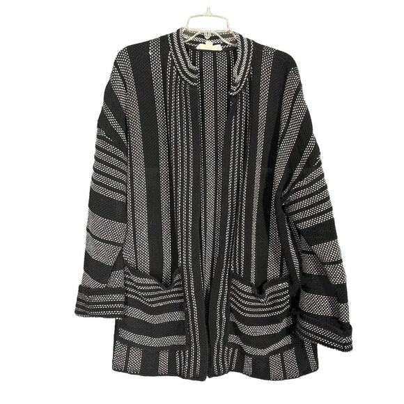 Lovestitch Oversized Cardigan Womens Medium Black White Stripe Knit Slouchy Long - Picture 1 of 9